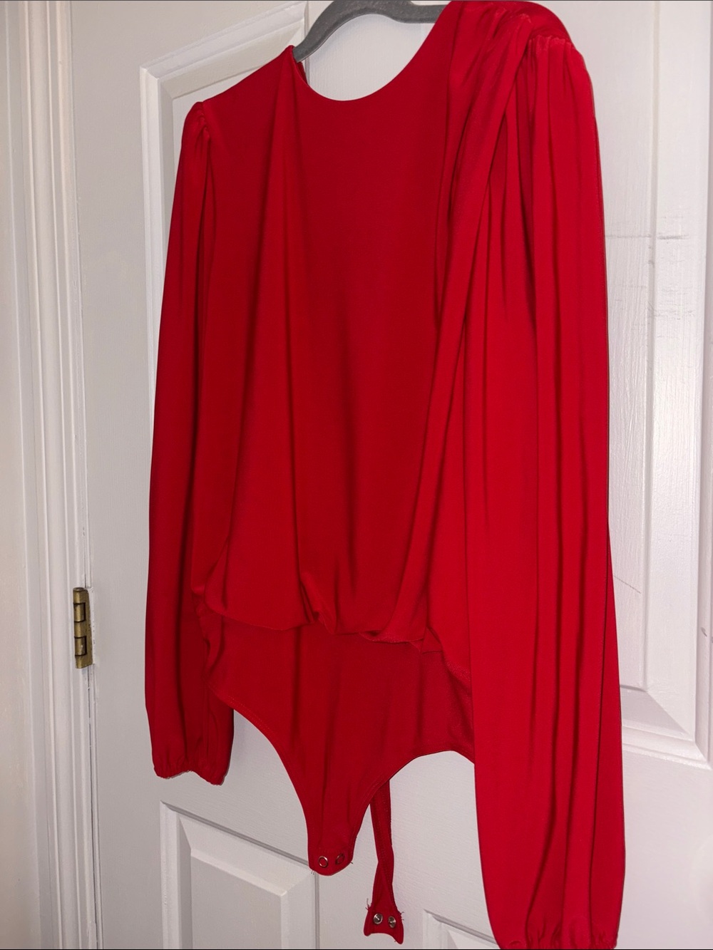 Express Red Long-Sleeve Draped Bodysuit
